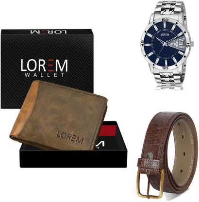 LOREM Belt, Wallet & Watch Combo