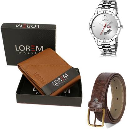 LOREM Belt, Wallet & Watch Combo