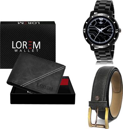 LOREM Belt, Wallet & Watch Combo