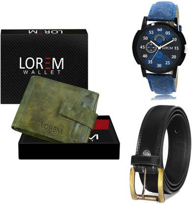 LOREM Belt, Wallet & Watch Combo