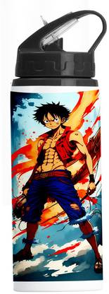 PrintingZone Monkey D Luffy Sipper Water Bottle Anime Printed Straw Bottle (BLKN-526) 600 ml