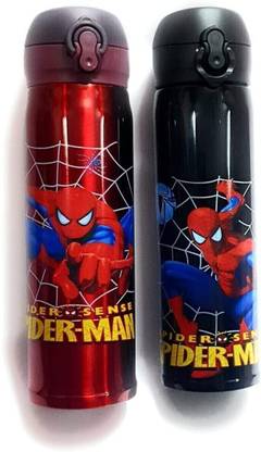 विनायक फैशंस BPA-फ्री क्यूट स्पाइडरमैन ब्लैक प्रिंटेड स्टेनलेस स्टील इंसुलेटेड सिपर वॉटर बॉटल फॉर गर्ल्स /फ्लास्क फॉर किड्स, स्कूल (500 ml, रैंडम डिज़ाइन पैक ऑफ 1) 500 ml वाटर बॉटल