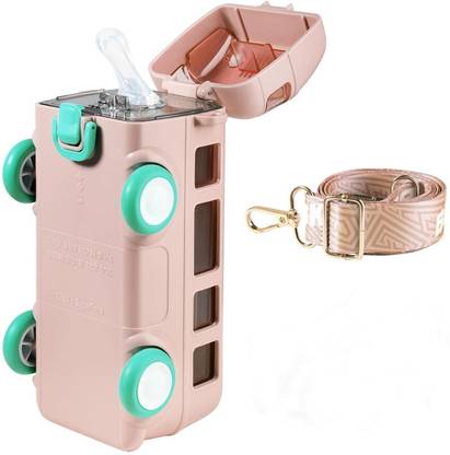 DEEJET Bus Shape Cartoon Car with Shoulder Strap for Travel Camping Cute Water bottle 500 ml Water Bottle