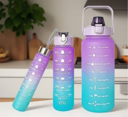 Hydratex Motivational Water Bottle Set – 3 Sizes, Time Markers,Hydration Reminders 3200 ml Water Bottles
