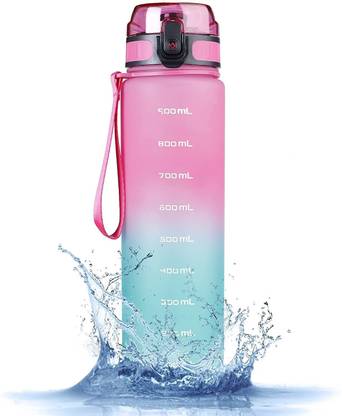 IR EN Motivational Sports Water Bottle With Time Marker 1000 ml Plastic Bottle