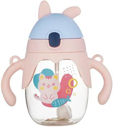 X पल्स न्यू कार्टून डियर हॉर्न वॉटर कप चिल्ड्रन प्लास्टिक स्ट्रॉ बॉटल पोर्टेबल स्ट्रैप 350 ml वाटर बॉटल