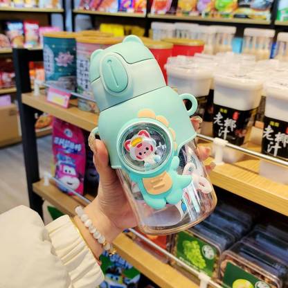 Rafi Traders Pvt Ltd Space Water Bottle for Kids Plastic Cup with Straw for School,Travel,Outdoor Use 600 ml Water Bottle