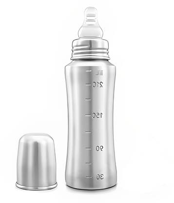 HM POINT 304 Stainless Steel Baby Feeding Bottle for (240 ML)(ML Marking)  - Stainless Steel