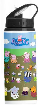 PrintingZone Peppa Pig Sipper Water Bottle Anime Printed Straw Bottle (BLKN-563) 600 ml