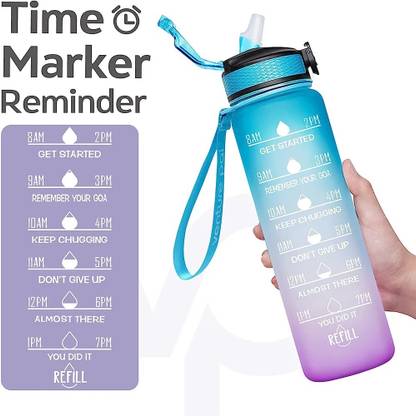 kayru Motivational Fitness Sports Water Bottle with Time Marker Leak Proof BPA Free 1000 ml Water Bottle