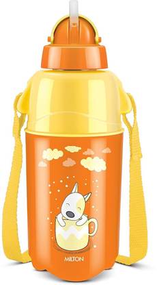 MILTON Kool Trendy 400 Plastic Insulated Water Bottle with Straw for Kids, ORANGE 400 ml Water Bottle