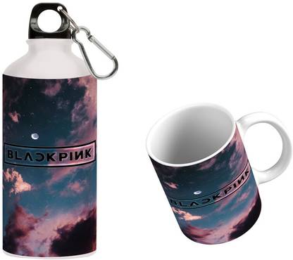 Nirmuk Black Pink Music Band Printed Bottle_(750ml) &Mug_(330ml), B&M Black Pink 51 Ceramic Coffee Mug