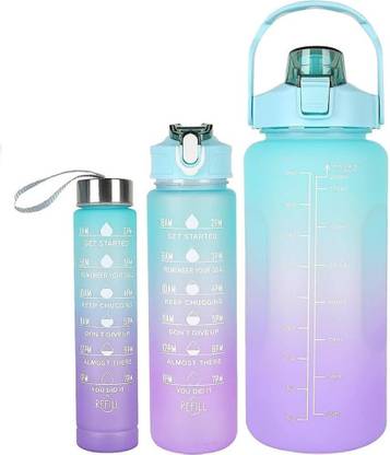 jai jalaran Silicone Motivational Water Bottle Set of 3 Pcs 3100 ml