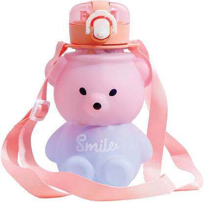 Koochie-Koo Push Button Open Teddy Water Sipper Bottle with Stickers and Adjustable Strap 800 ml Water Bottle