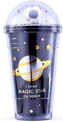 ROSAIRES Astronaut Space Theme Black Sipper Water Bottle Straw Cup Portable and Reusable 400 ml Water Bottle