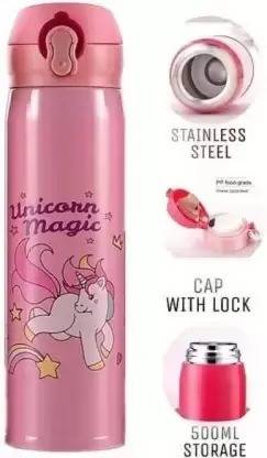 RAREGEAR Unicorn Stainless Steel Insulated Water Bottle for Girls Kids 500 ml Water Bottle