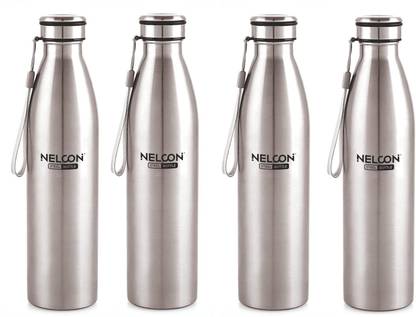 Nelcon Stainless Steel Single Wall Plain Water Bottle with String/Fridge Refrigerator 1000 ml Water Bottles