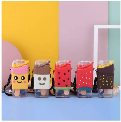 maruhub 1Pc Unique Kawaii Ice Cream Shape Cute Water Bottle with Straw for Kids 300 ml Water Bottle