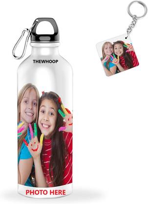 TheWhoop Personalized Photo and Text Aluminium Metallic Sipper Bottle For Birthday , Anniversary , Festival Gift 750 ml Water Bottle