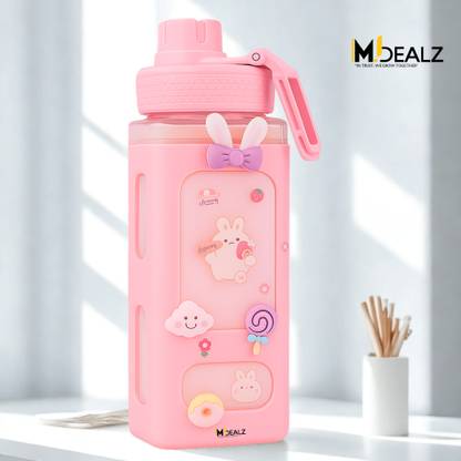 MDealz Kids Water Bottle With Straw | School Use Cartoon Square Bottle 700 ml Water Bottle