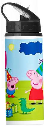 PrintingZone Peppa Pig Bottle Printed Sipper Anime Printed Straw Bottle (LLBN-568) 600 ml