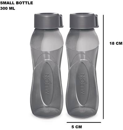 MILTON I GO 300 ml Bottle (Pack of 2, BLACK, Plastic) SMALL BOTTLE 300 ml Water Bottle