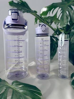 Virtuous Multipurpose 3 Plastic Straw Water Bottle with Sticker for Kids & Adults 2000 ml Water Bottles