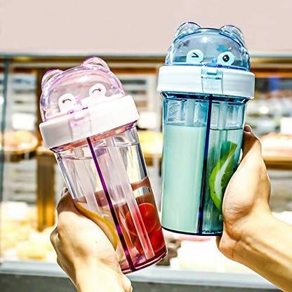 U.R.M. Enterprises Dual purpose straw bottle for two type of different fluid (Multicolored) 750 ml Water Bottle