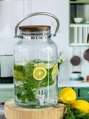 Dautaniya Glassware Water Pitcher for Juice, Beer, Kombucha & Cold Drinks 5000 ML Set of 1 Bottled Water Dispenser