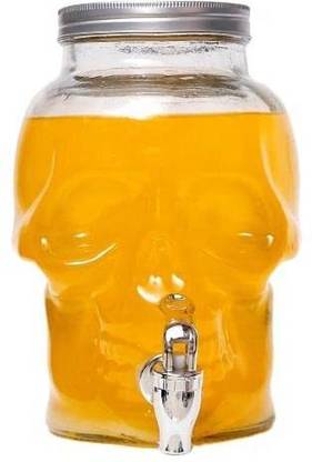 MDNSHO Skull-Shaped Glass Beverage Dispenser with Screw Top Lid - 8 Litre Dispenser tap Bottom Loading Water Dispenser