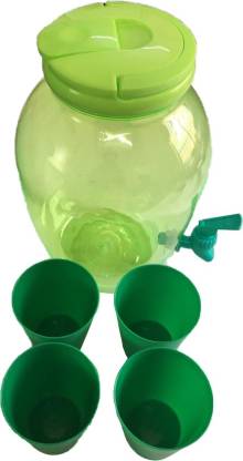 Amazing Plastic Elianware 4.5 L Water Dispenser/water jug/water tap 4 Tumbler (Green) Bottled Water Dispenser