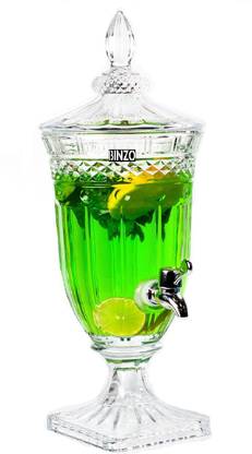 BINZO Glass Multipurpose Beverage 2000 ml / 2 Litre Dispenser for Water Bottled Water Dispenser