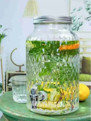 TRILOKNKS 6 Liter Glass Juice Dispenser Water Pitcher for Detox Water Mason Jar Bottom Loading Water Dispenser
