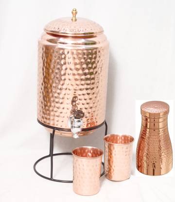 Avvik diamond pure copper Matka 5LTR 1sugar jar 1LTR 2glass 300ml Luxary gift pack Bottom Loading Water Dispenser