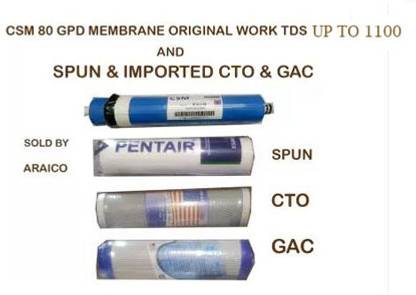 CSM MEMBRANE by csm 80 GPD ORIGINAL WITH IMPORTED CTO & GAC AND SPUN FILTER Media Filter Cartridge