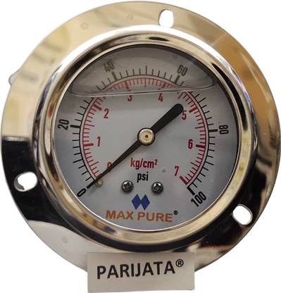 Parijata Water pressure Gauge | Gly filled Pressure Gauge, Back 1/4" BSP 0-7 kg/cm² Bore Gauge