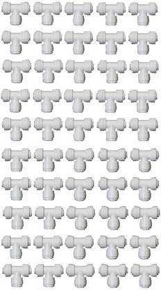 KRPLUS 50 Pcs 1/4" Tee 3 Way Tube Quick Connector Push Fit T-Shape 6 mm For RO System Solid Filter Cartridge