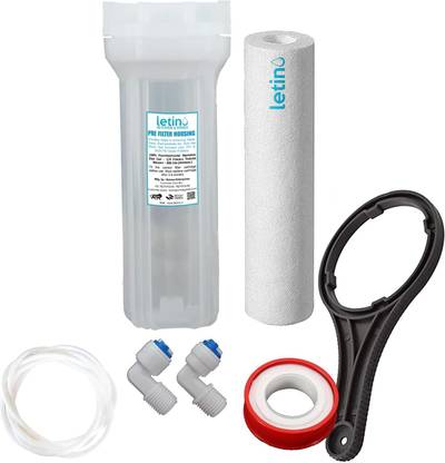 Letino Transparent Pre-Filter housing Service kit with 1 Spun for RO Water Purifiers Solid Filter Cartridge