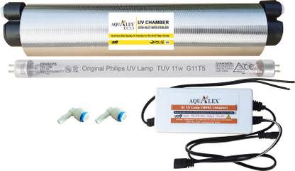 AQUALEX UV Chamber + Branded UV Lamp 11w + AC UV Choke + Elbow 2 pcs Solid Filter Cartridge
