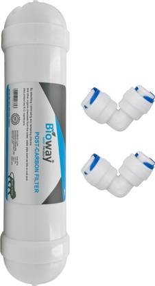 bioway Inline Post Carbon Filter with 2 Piece Push Fit Elbow for All RO Water Purifiers Solid Filter Cartridge