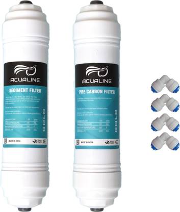 ACUALINE GOLD Pre Carbon & Sediment Inline Set with Elbow Suitable for RO Water Purifier Media Filter Cartridge