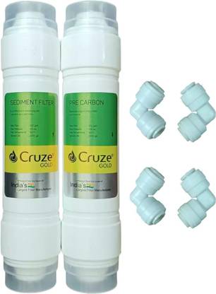 GRMART Gold Inline Pre Carbon & Sediment Filter Set with 4 Elbow (PACK of 6) Solid Filter Cartridge