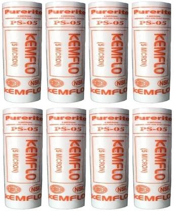 Kemflow Spun Kemflo 10" USA for RO Water Purifier PACK of 8 Solid Filter Cartridge Solid Filter Cartridge