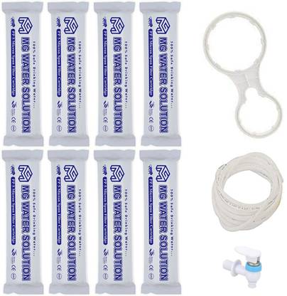 MG WATER SOLUTION PP/Spun Filter Cartridge 10 Inch 5 Micron + 2 Meter Pipe + RO Tap + Double Wrench Spanner Key (Combo Pack of 8) Solid Filter Cartridge