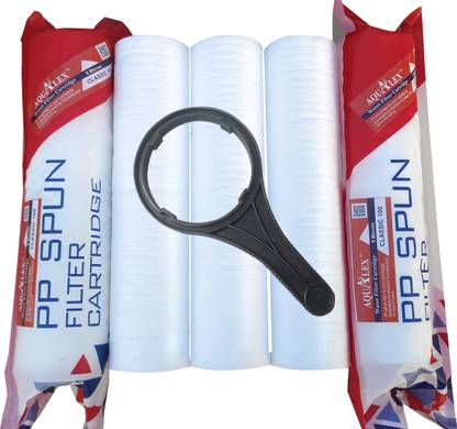 AQUALEX RO, Classic 100 PP SPUN PRE FILTER, 5 micron, 10 inch, Superier Quality , , 4pcs Set + 1pc Spanner, Suitable for Water RO purifier Solid Filter Cartridge