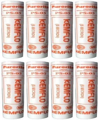 Kemflow Spun Kemflo 10" USA for RO Water Purifier PACK of 8 Solid Filter Cartridge (0.5, Pack of 8) Solid Filter Cartridge