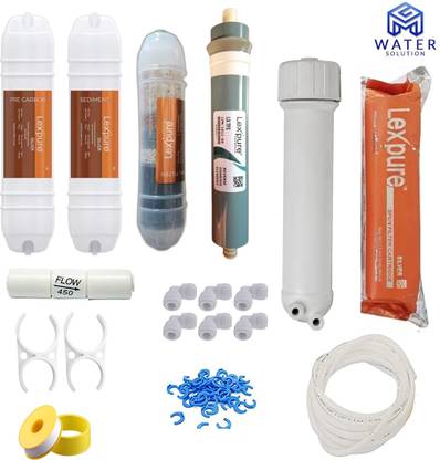 MG WATER SOLUTION Replacement Service Kit (13 Item Kit) As Per Main Image (Silver plus 80 GPD RO with Membrane Housing) Suitable for All RO Water Purifier Solid Filter Cartridge
