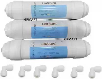 GRMART Lexpure Flux inline Set for hard water tds and 6 Pieces Connector Solid Filter Cartridge