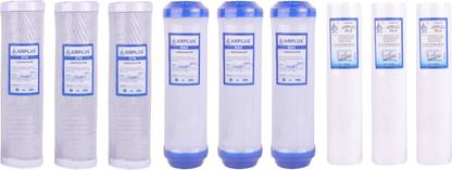 KRPLUS 3x Sediment, 3x GAC, 3x CTO Filter for undersink RO. 9 Pack. Size: 10"x2.5" Solid Filter Cartridge