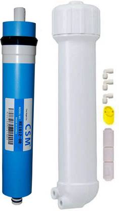 Aameria RO CSM 80 GPD Genuine Membrane with Membrane Housing, MH Elbow Connectors + Teflon Tape + Flow Restrictor 450ml for RO/UV/UF Water Purifier Solid Filter Cartridge